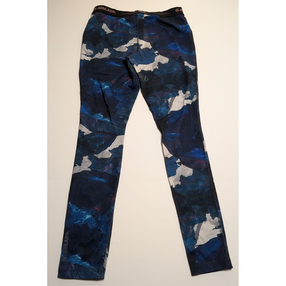 Armada Womens Base Layer Leggings Blue Camo Mountain Print Tights Small - Picture 5 of 5